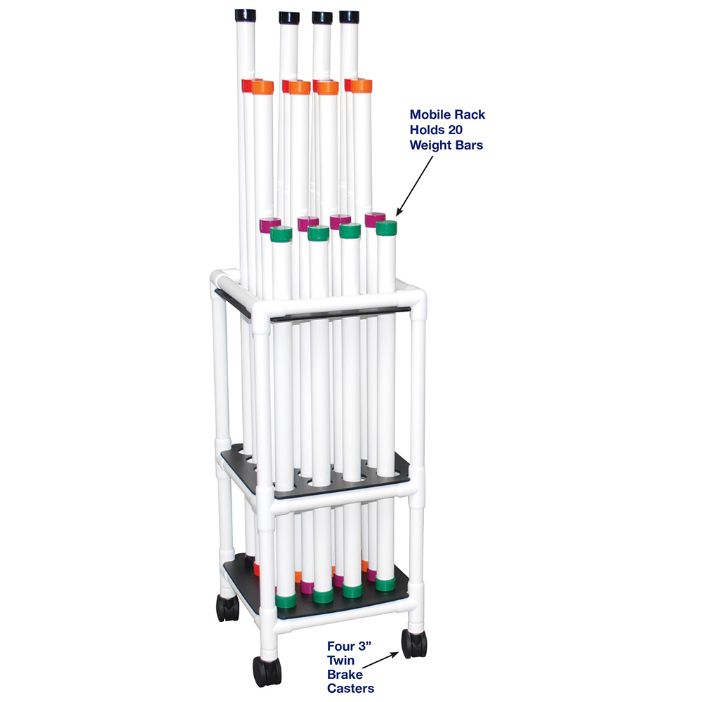 MJM Therapy Rehab Weight Bars Mobile Storage Cart