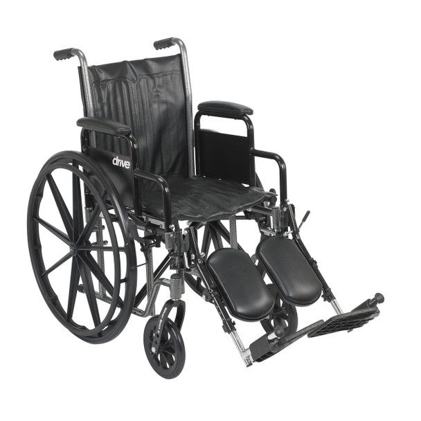 Drive Medical SilverSport 2 Wheelchair with Detachable Desk Arms and Elevating Leg Rests 18"