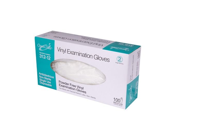 OmniTrust Vinyl Powder Free Exam Glove - 100/Bx - Large