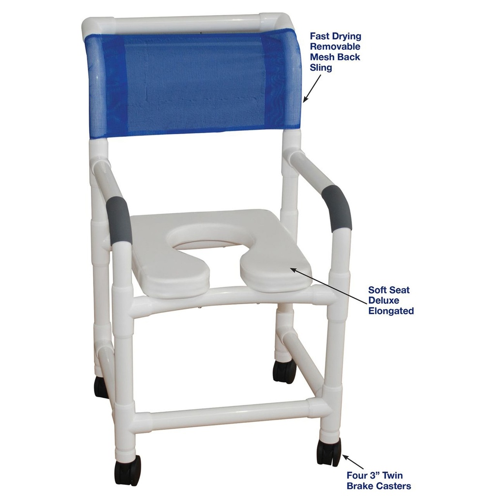 MJM Shower Chair W/ Flip Seat & Square Pail, Standard Mesh