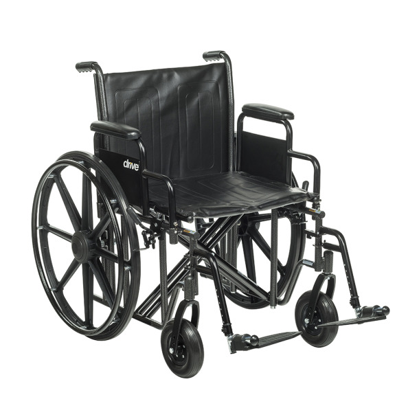 Drive Medical Sentra EC Heavy-Duty Wheelchair w/Detachable Desk Arms & Swing-Away Foot Rests - 22" 