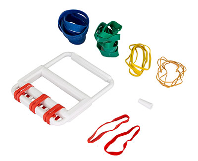 CanDo Rubber-Band Hand Exerciser w/ 25 bands (5 each: Tan, Yellow, Red, Green, Blue)
