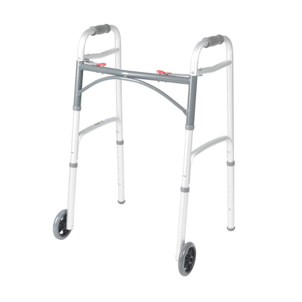 Drive Medical Deluxe Folding Walker, Two Button w/ 5" Wheels - Youth - Case of 4