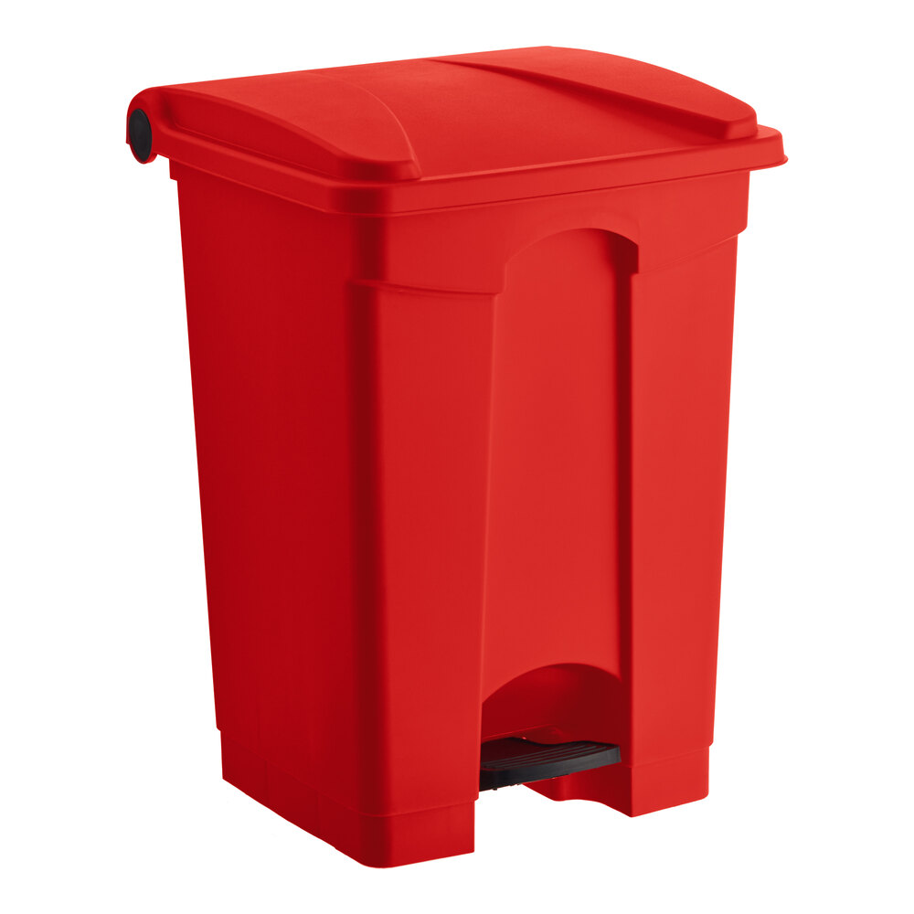 Lavex 48 Qt. / 12 Gallon Red Rectangular Step-On Trash Can