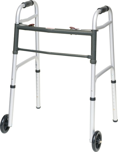 [CHBWKAAW2B] ProBasics Aluminum Two-Button Release Folding Walker w/ Wheels - Case of 4