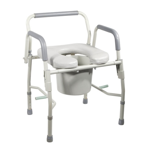 [DDH11125PSKD-1] Drive Medical Steel Drop Arm Bedside Commode with Padded Seat and Arms