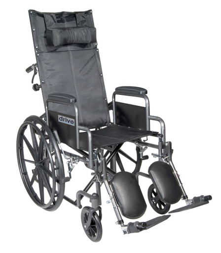 [DDHSSP16RBDDAV] Drive Medical Silver Sport Reclining Wheelchair with Elevating Leg Rests, Detachable Desk Arms, 16" Seat