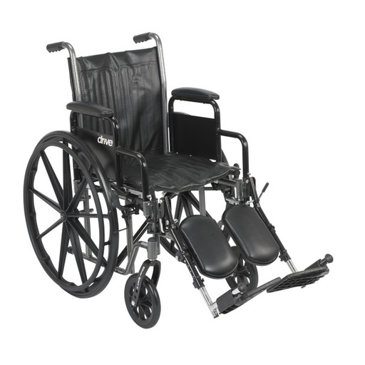 [DDHSSP218DDA-ELR] Drive Medical SilverSport 2 Wheelchair with Detachable Desk Arms and Elevating Leg Rests 18"