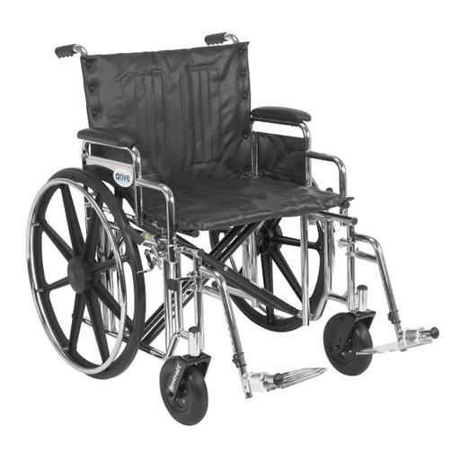 [DDHSTD22DDA-SF] Drive Medical Sentra Extra Heavy Duty Wheelchair, Detachable Desk Arms, Swing away Footrests, 22" Seat