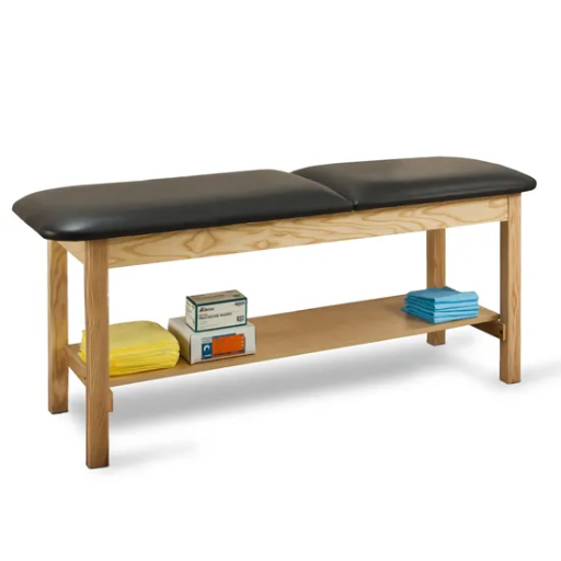 [CLI1020-30] Clinton Straight Line Treatment Table, HardWood Legs, Laminate Shelf & Adjustable BackRest