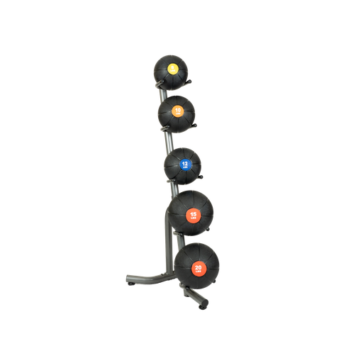 [FPD-MBA-5-SET] 5 Tier Vertical Medicine Ball Rack w/ 4,6,8,10 and 12lb Medicine Balls