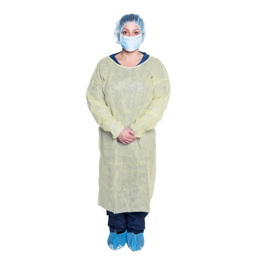[DUK301] Dukal Isolation Gown - One Size - Yellow - 50/Case