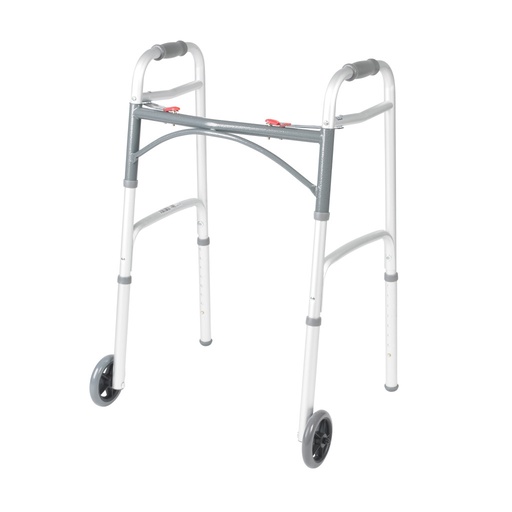 [DDH10211-4ASM] Drive Medical Deluxe Folding Walker, Two Button w/ 5" Wheels - Youth - Case of 4